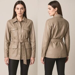 Fashion Nova Beige Leather Jacket